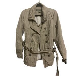 Kenneth Cole Reaction Khaki Utility Jacket Size S/CH Lined Belt
